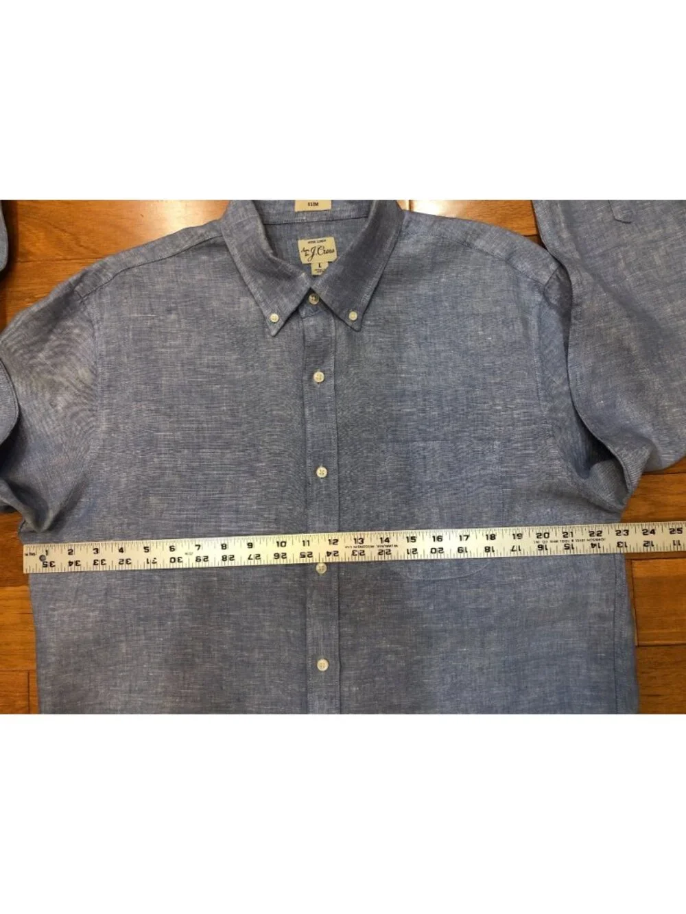 J Crew Slim Irish Linen Long Sleeve Button Front Blue Shirt Size L Coastal Prep
